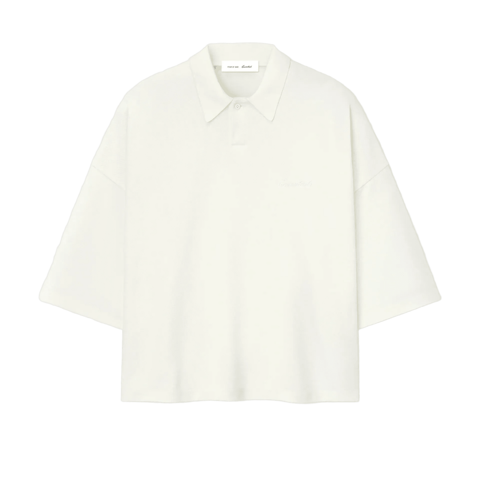 Fear Of God Essentials Pique Signature 90s Cropped Polo Ivory - Im Your Wardrobe