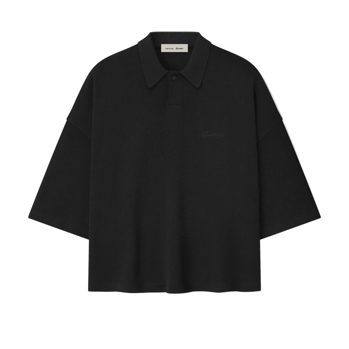 Fear Of God Essentials Pique Signature 90s Cropped Polo Vintage Black - Im Your Wardrobe