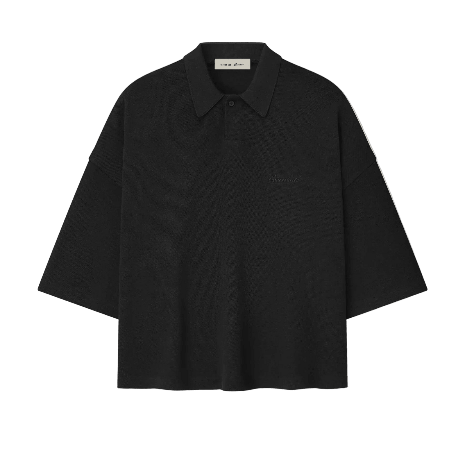 Fear Of God Essentials Pique Signature 90s Cropped Polo Vintage Black - Im Your Wardrobe