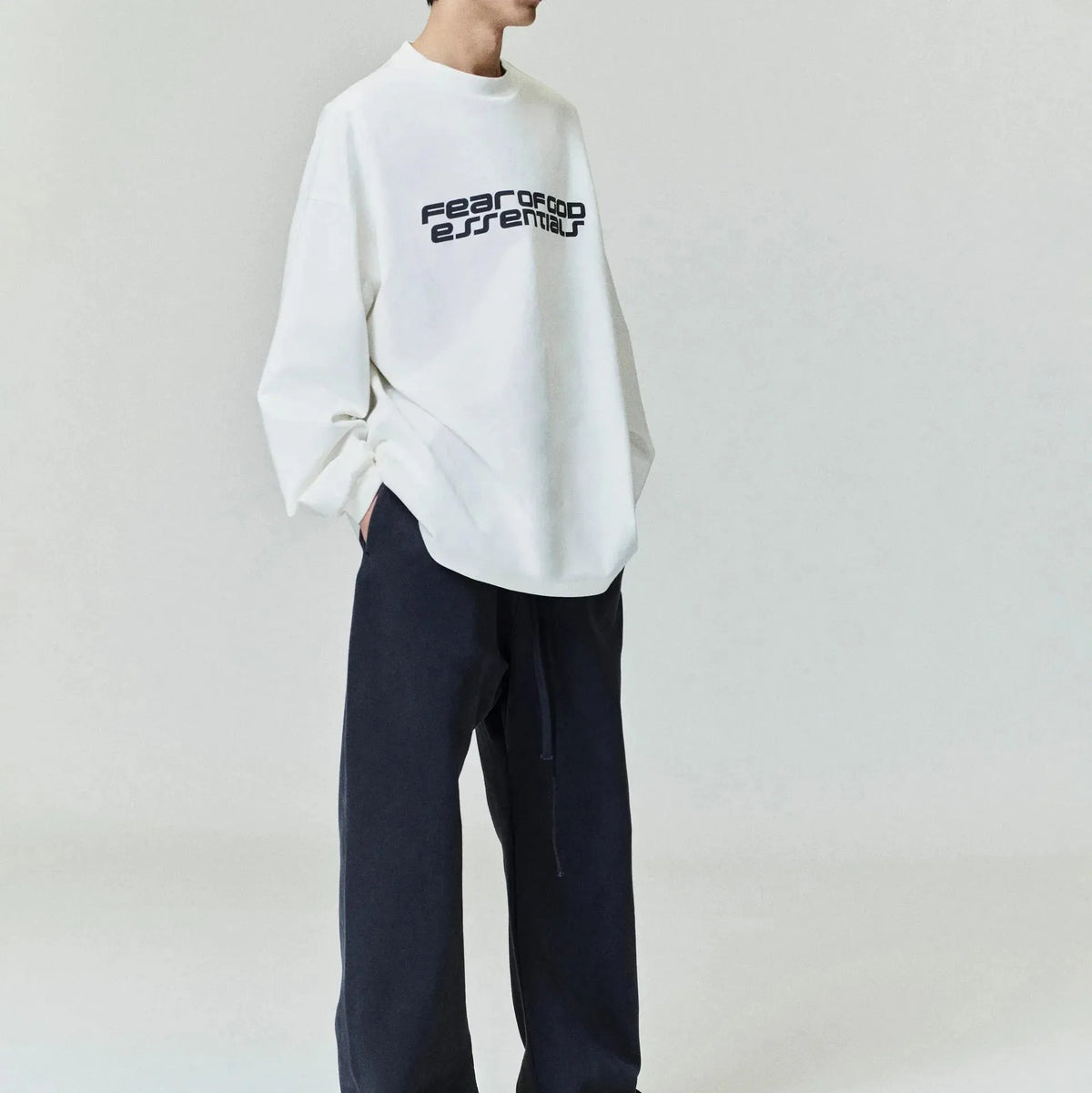 Fear of God Essentials Ponte 90s Long Sleeve Tee Ivory - Im Your Wardrobe