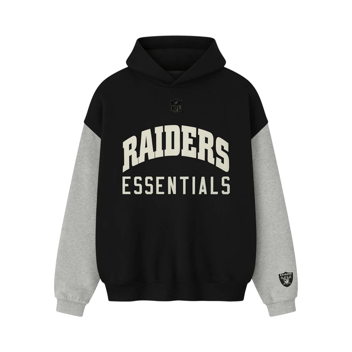 Fear of God Essentials Raiders Sport Hoodie Black/Concrete Heather - Im Your Wardrobe