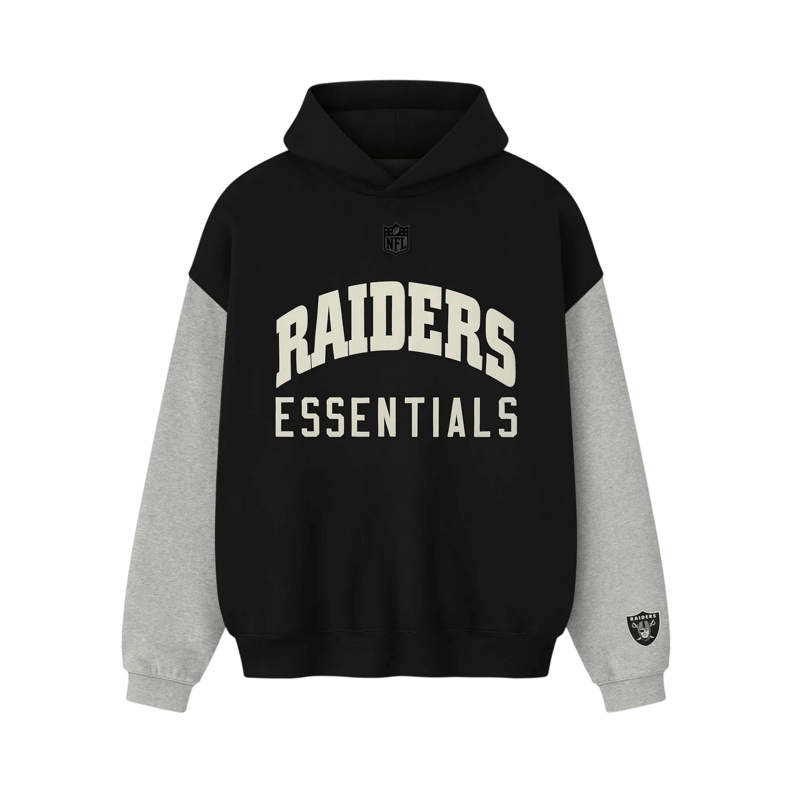 Fear of God Essentials Raiders Sport Hoodie Black/Concrete Heather - Im Your Wardrobe