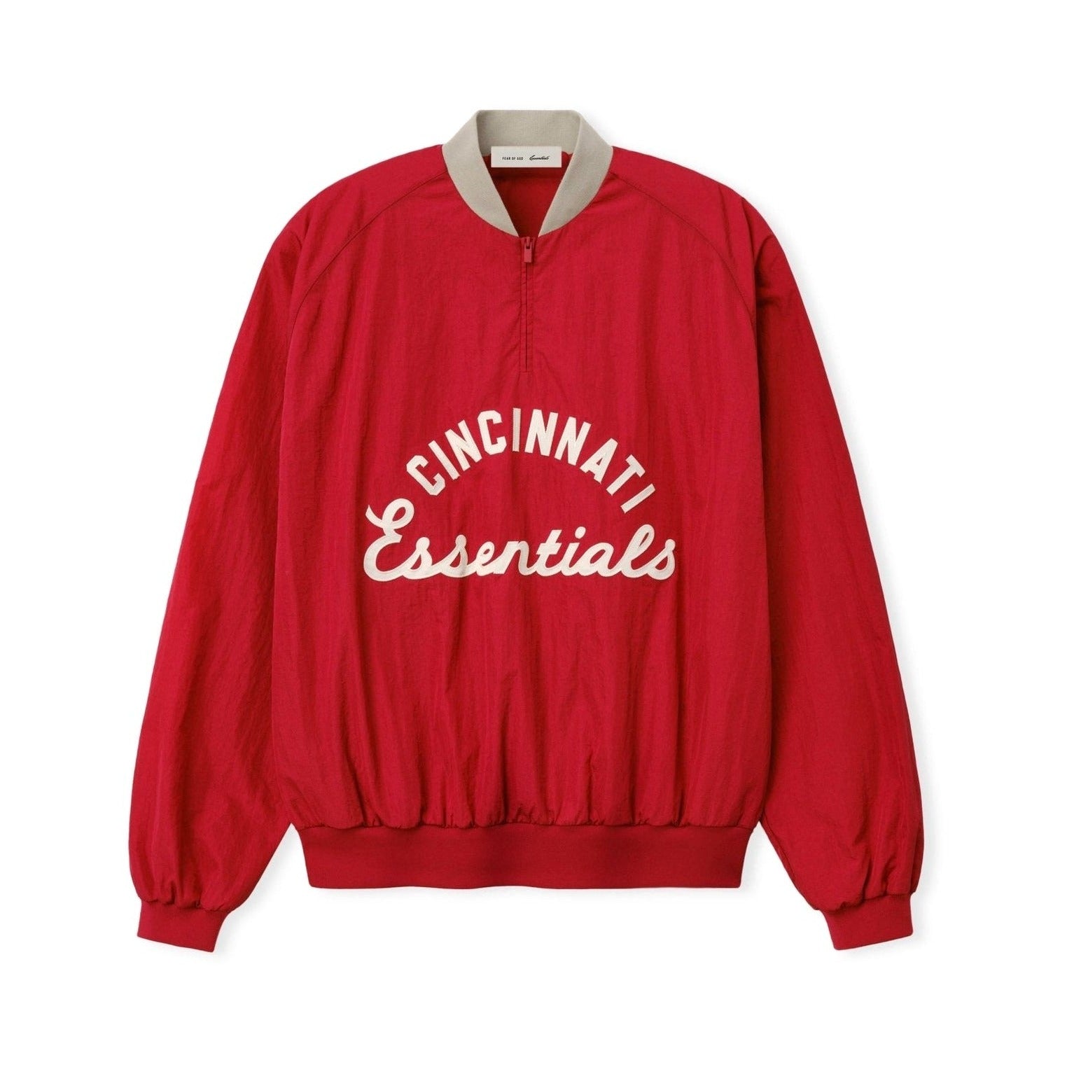 Fear of God Essentials Reds Half Zip Pullover Stone Red/ Seal Rib - Im Your Wardrobe