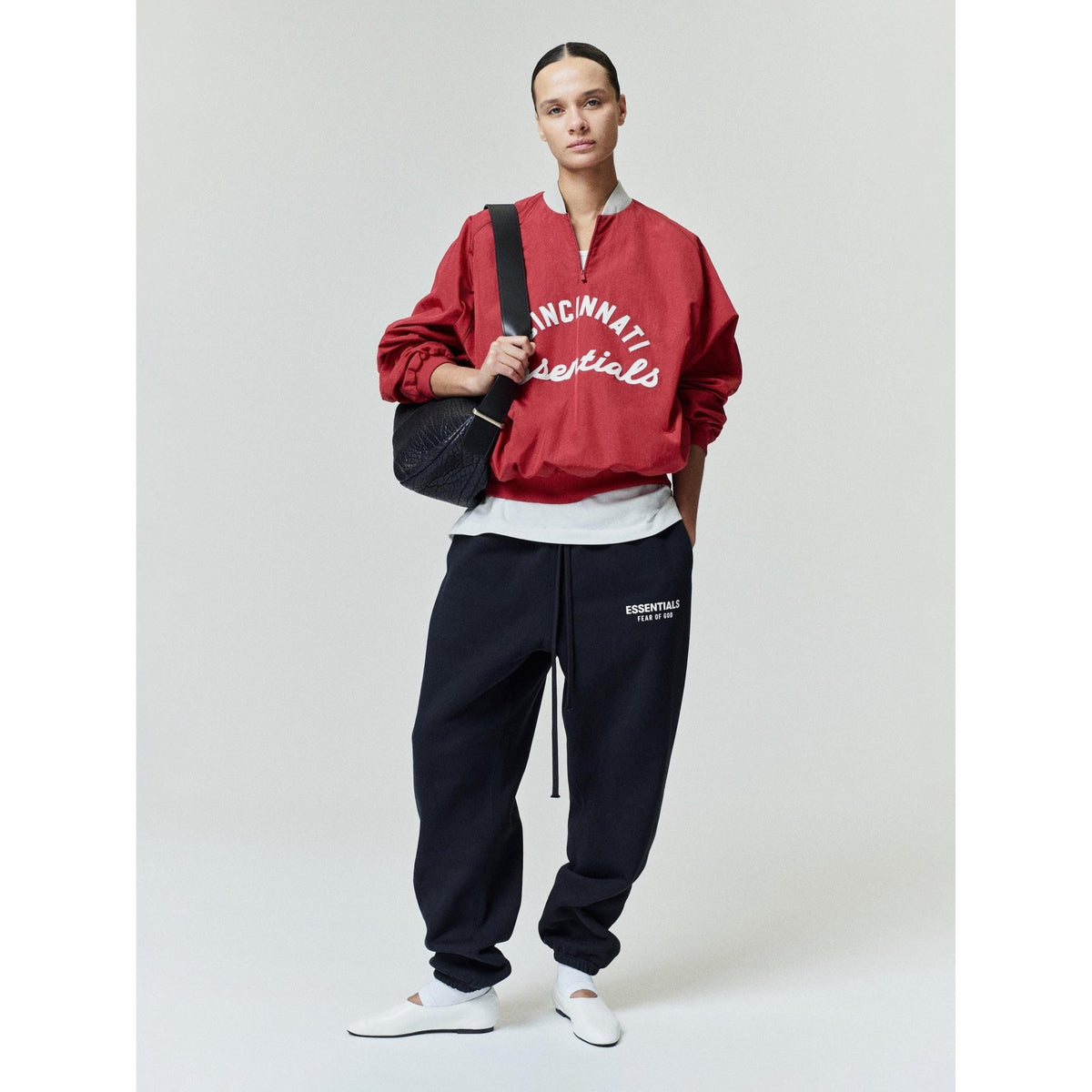 Fear of God Essentials Reds Half Zip Pullover Stone Red/ Seal Rib - Im Your Wardrobe