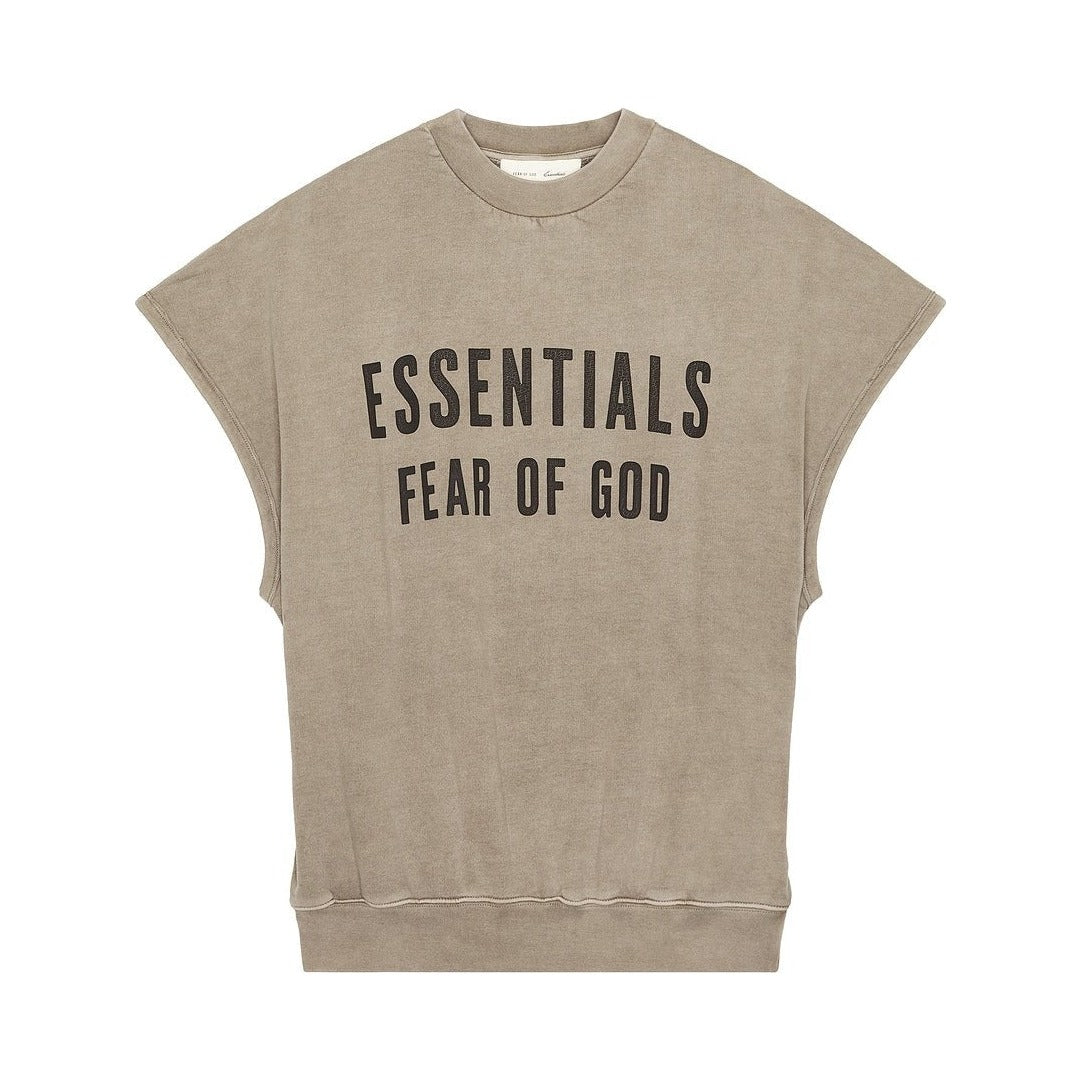 Fear of God Essentials Relaxed Fleece Cutoff Sweatshirt Washed Seal - Im Your Wardrobe