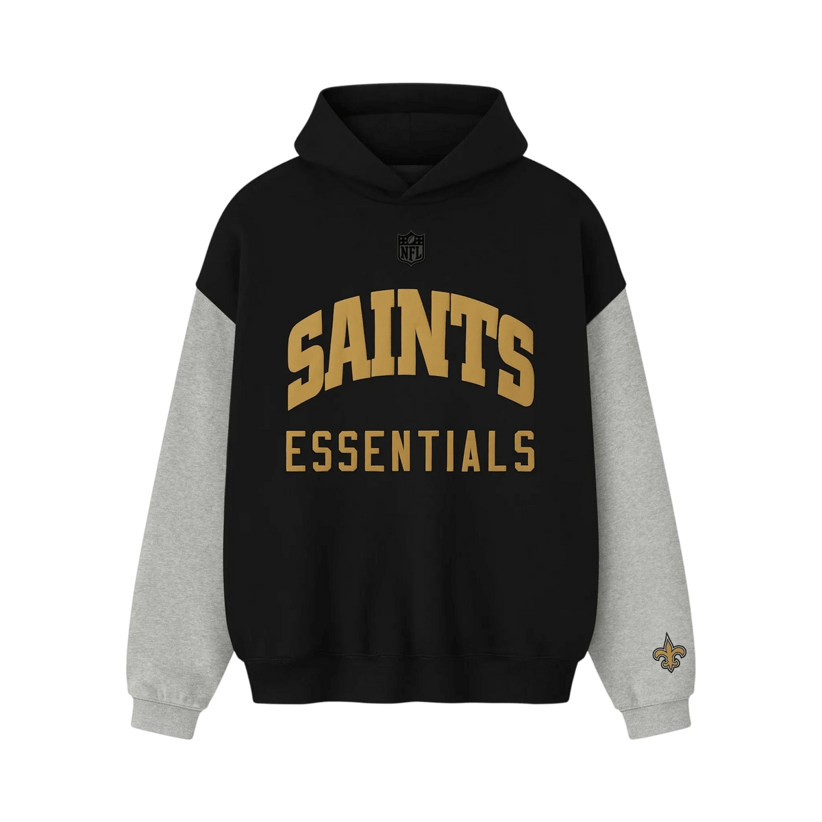 Fear of God Essentials Saints Sport Hoodie Black/Concrete Heather - Im Your Wardrobe