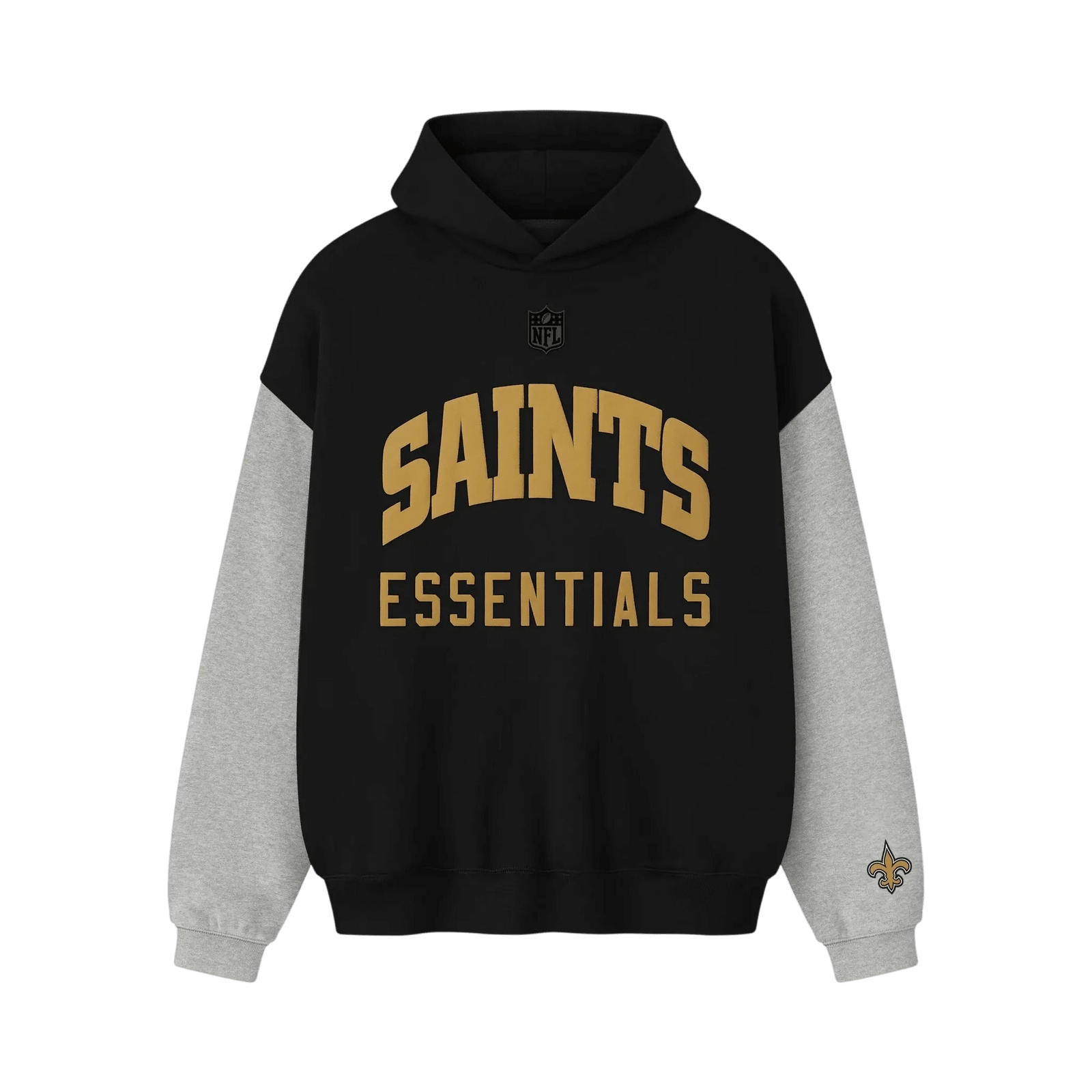 Fear of God Essentials Saints Sport Hoodie Black/Concrete Heather - Im Your Wardrobe