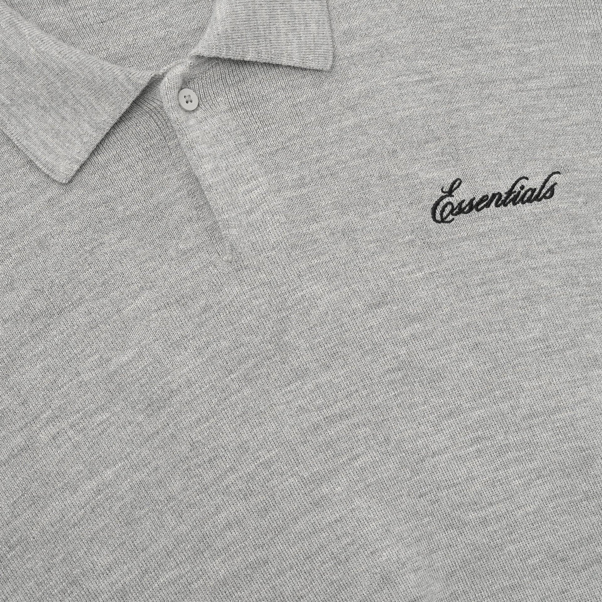 Fear Of God Essentials Signature 3/4 Sleeve 90s Knit Polo Concrete Heather - Im Your Wardrobe