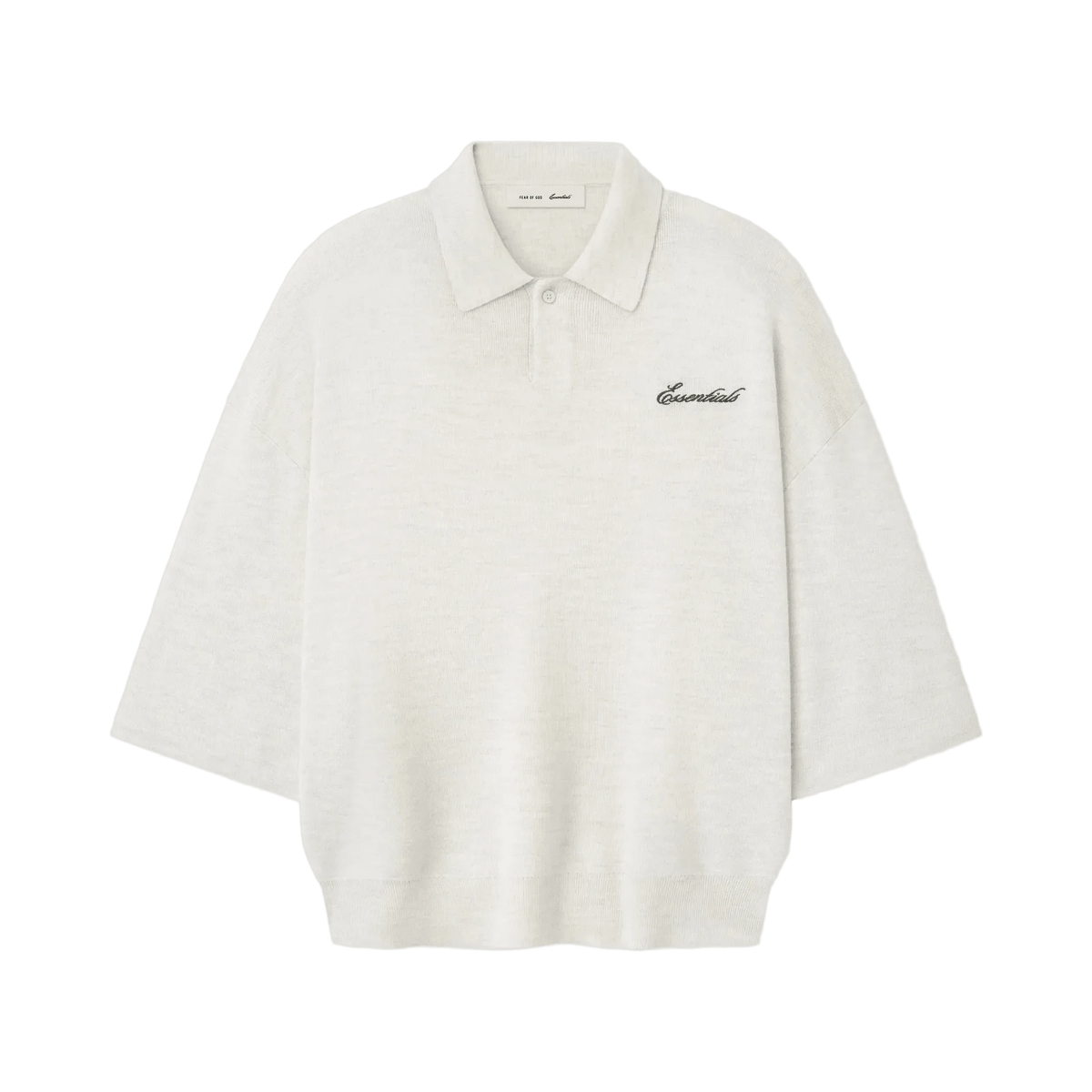 Fear Of God Essentials Signature 3/4 Sleeve 90s Knit Polo Oatmeal Heather - Im Your Wardrobe