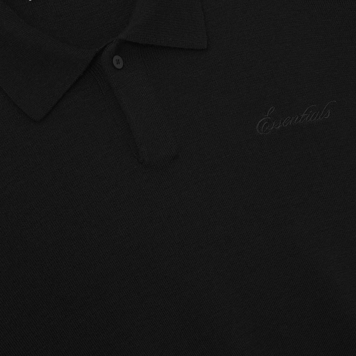 Fear Of God Essentials Signature 3/4 Sleeve 90s Knit Polo Vintage Black - Im Your Wardrobe