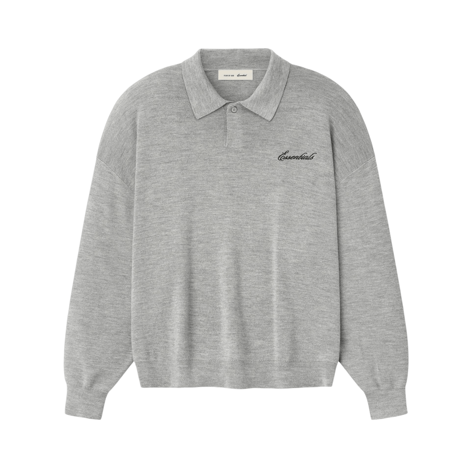 Fear Of God Essentials Signature 90s Knit Polo Concrete Heather - Im Your Wardrobe