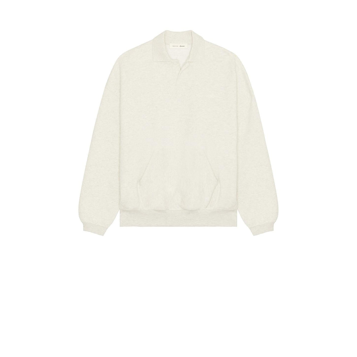 Fear of God Essentials Signature 90's Polo Sweatshirt Oatmeal Heather Light Heather - Im Your Wardrobe