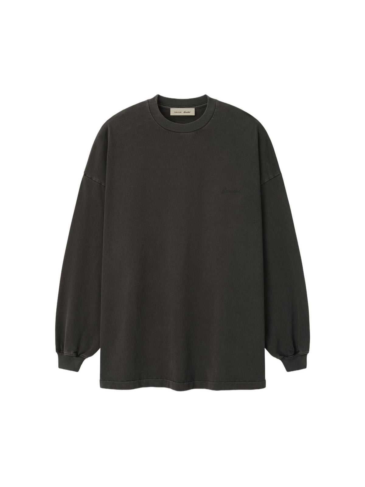 Fear of God Essentials Signature 90s Relaxed Long Sleeve Tee Washed Ink Black - Im Your Wardrobe
