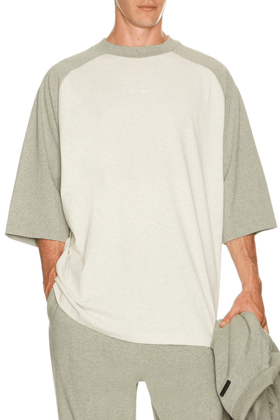 Fear of God Essentials Signature Baseball Tee Oatmeal Concrete Heather - Im Your Wardrobe