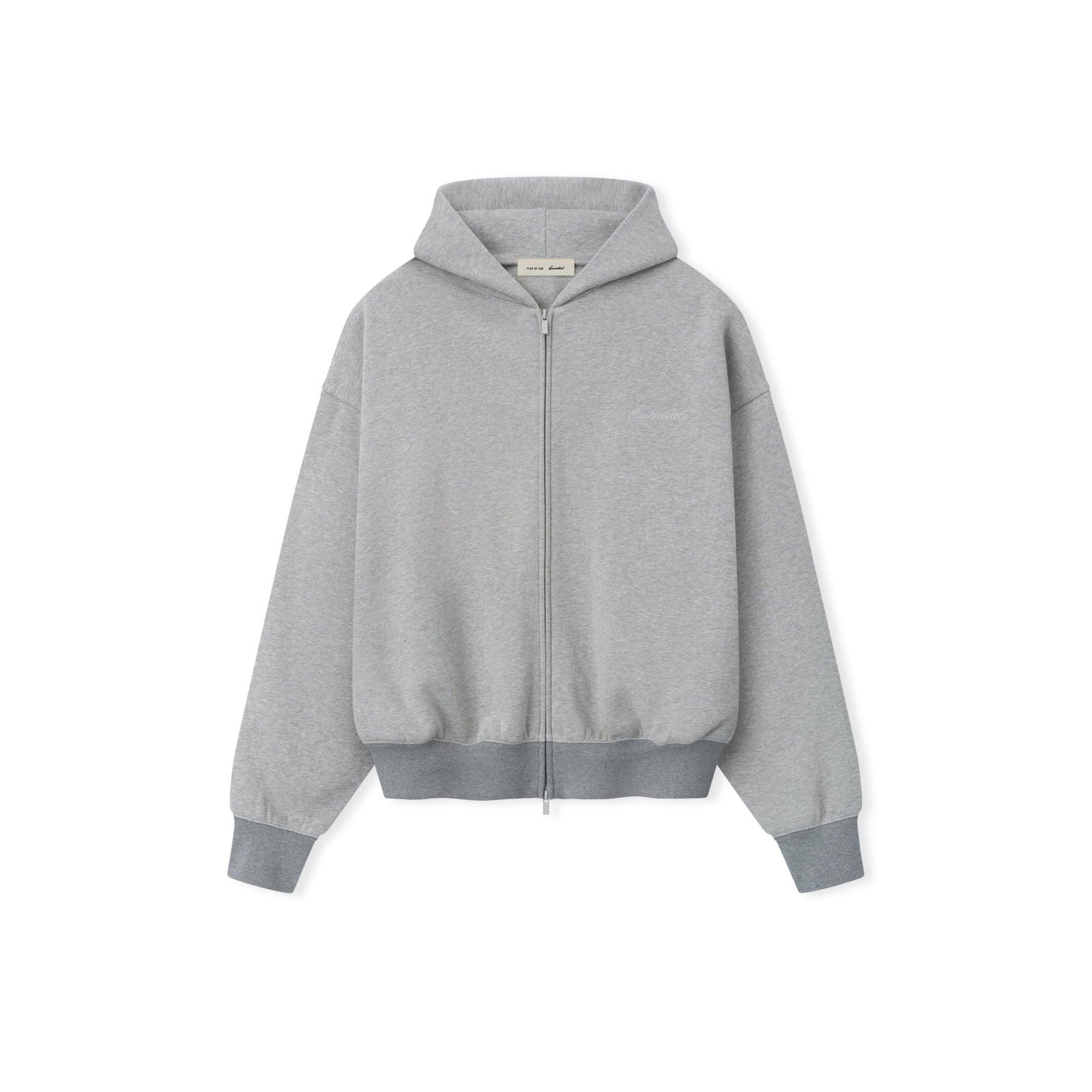 Fear of God Essentials Signature Classic Full Zip Hoodie Concrete Heather - Im Your Wardrobe