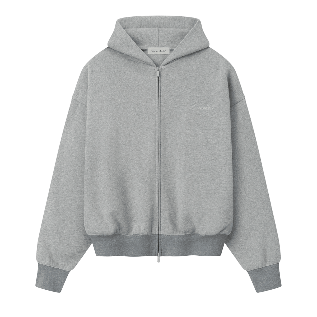 Fear Of God Essentials Signature Classic Full Zip Hoodie Concrete Heather/Dark Concrete Heather - Im Your Wardrobe