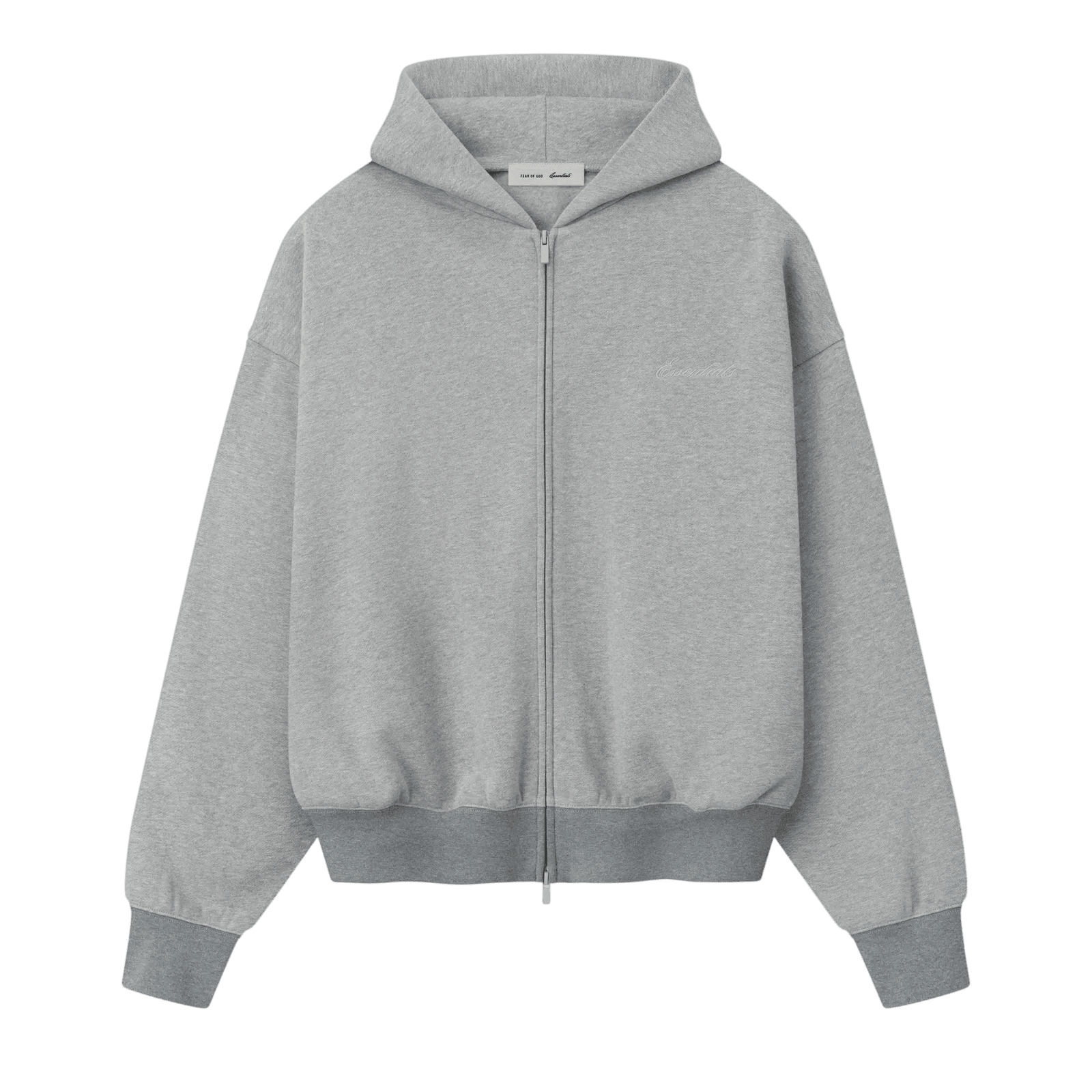 Fear Of God Essentials Signature Classic Full Zip Hoodie Concrete Heather/Dark Concrete Heather - Im Your Wardrobe