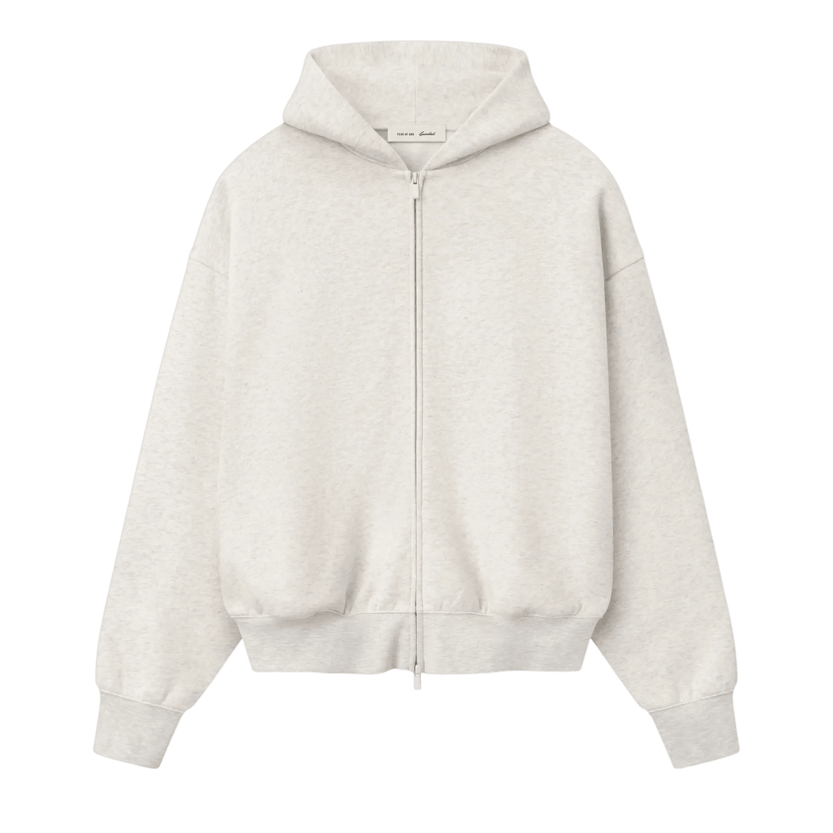 Fear Of God Essentials Signature Classic Full Zip Hoodie Oatmeal Heather/Light Heather - Im Your Wardrobe
