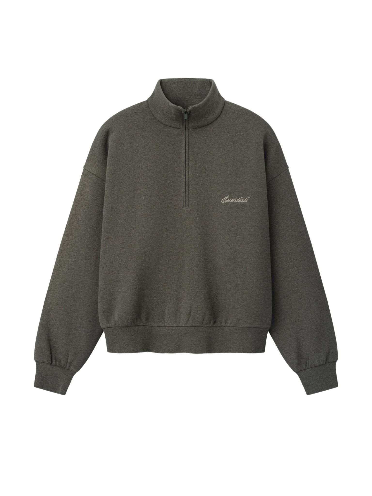Fear of God Essentials Signature Classic Half Zip Sweatshirt Ash Heather - Im Your Wardrobe