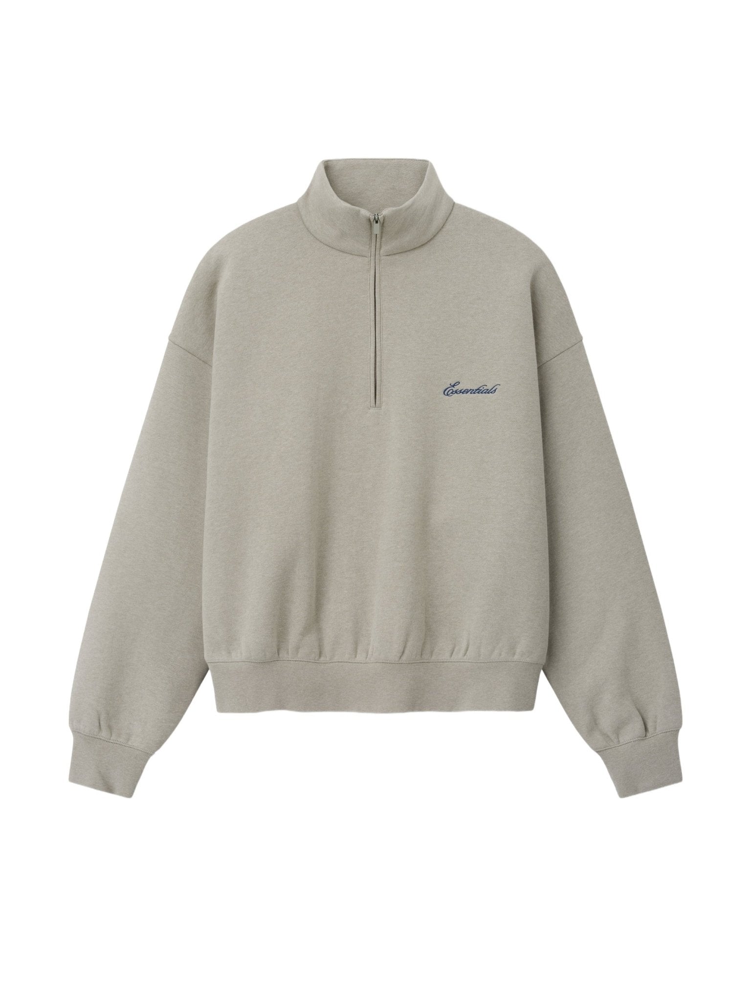Fear of God Essentials Signature Classic Half Zip Sweatshirt Pyrite Heather - Im Your Wardrobe