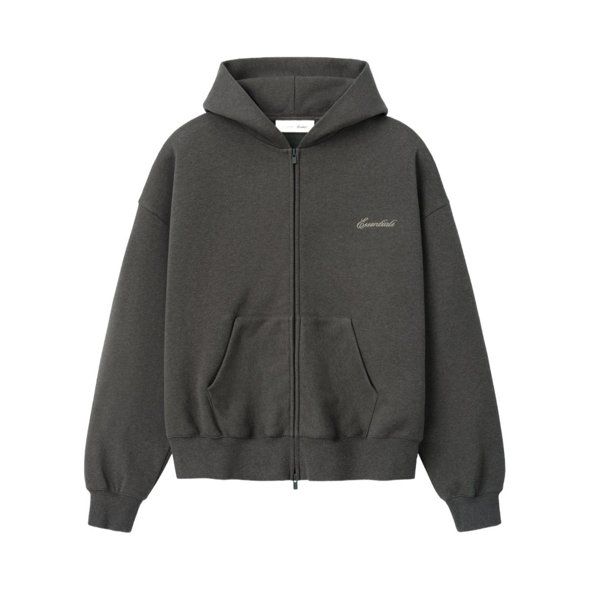 Fear of God Essentials Signature Classic Zip Up Hoodie Ash Heather - Im Your Wardrobe
