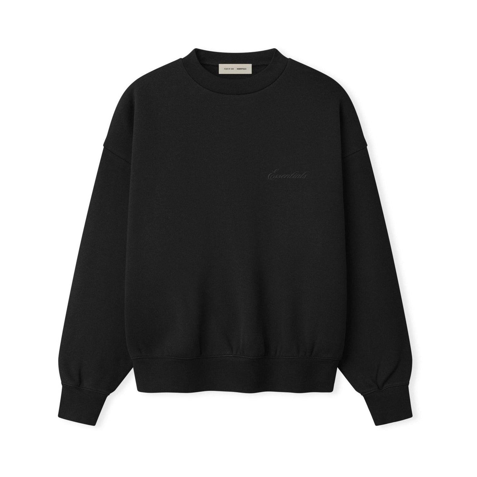 Fear of God Essentials Signature SS26 Classic Crewneck Sweatshirt Vintage Black - Im Your Wardrobe