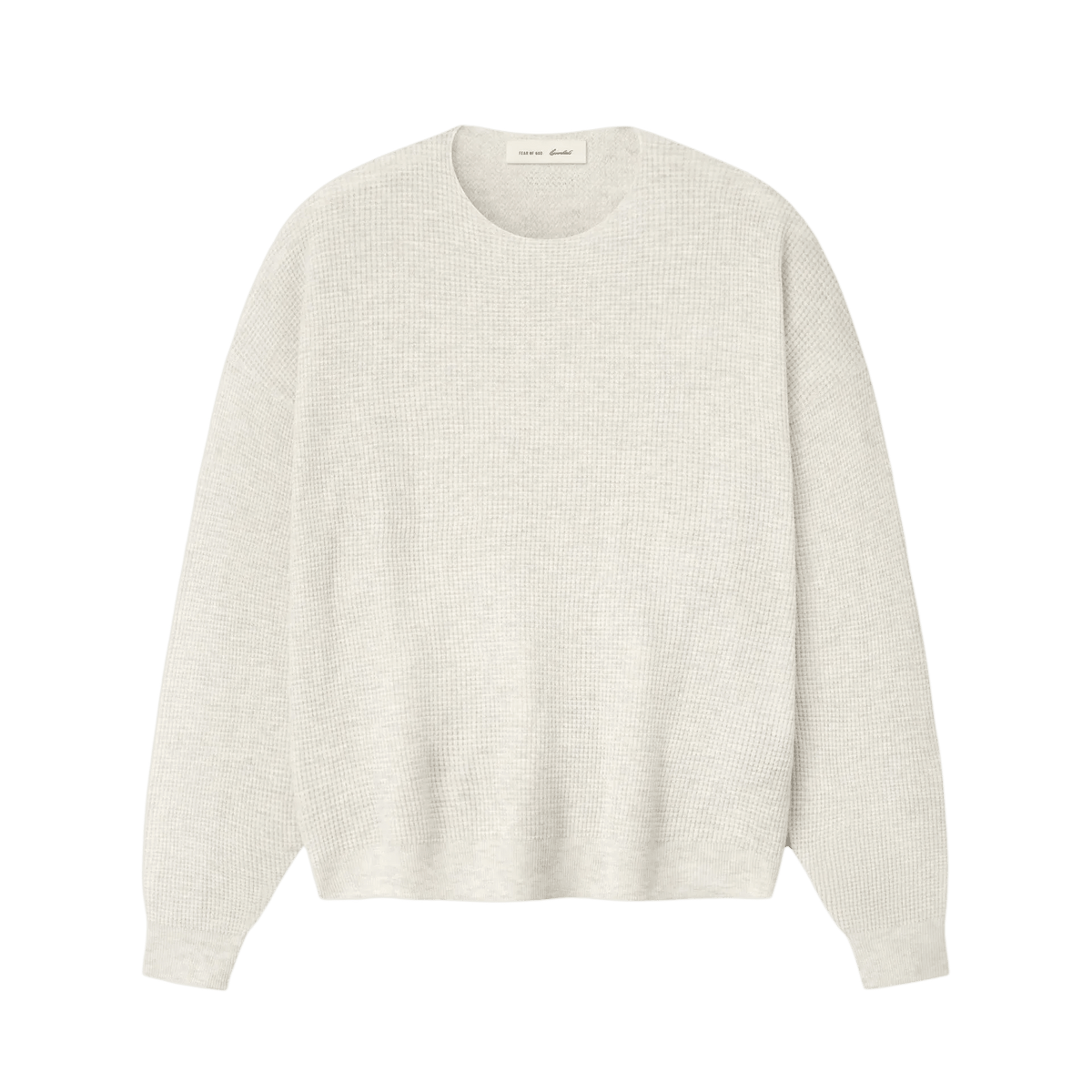 Fear Of God Essentials Signature Waffle 90s Crewneck Sweater Oatmeal Heather - Im Your Wardrobe