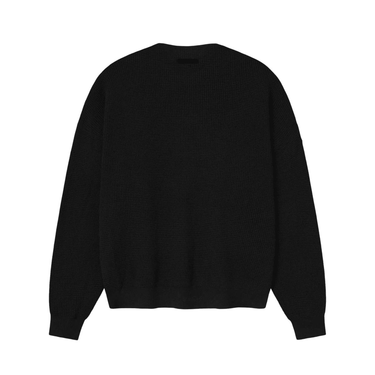Fear Of God Essentials Signature Waffle 90s Crewneck Sweater Vintage Black - Im Your Wardrobe