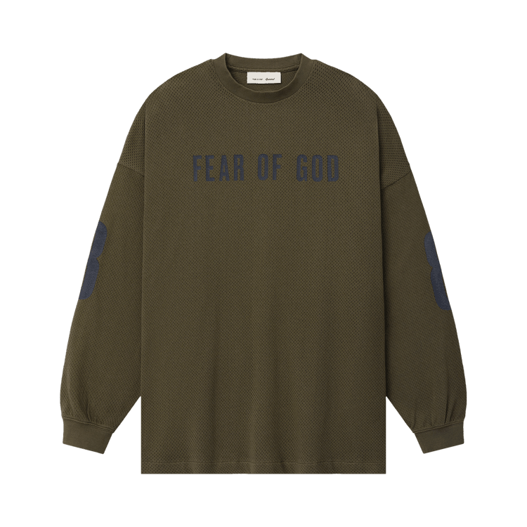 Fear of God Essentials Sport Mesh Merch Long Sleeve Tee Moss (SS26) - Im Your Wardrobe