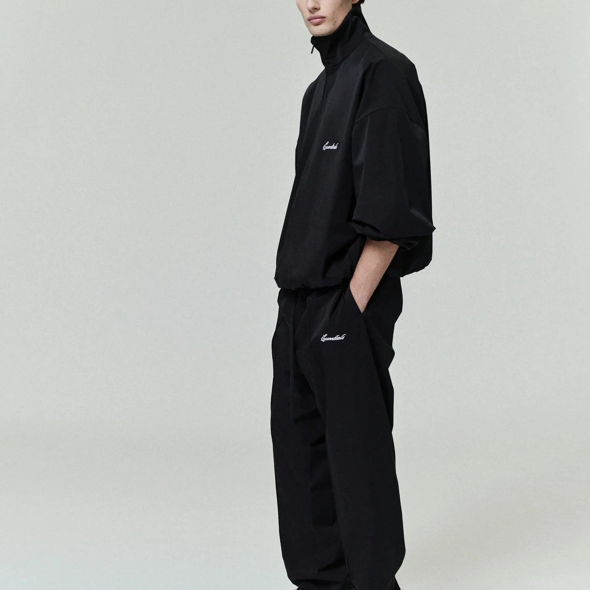 Fear of God Essentials Sporty Nylon Relaxed Trackpant Jet Black - Im Your Wardrobe