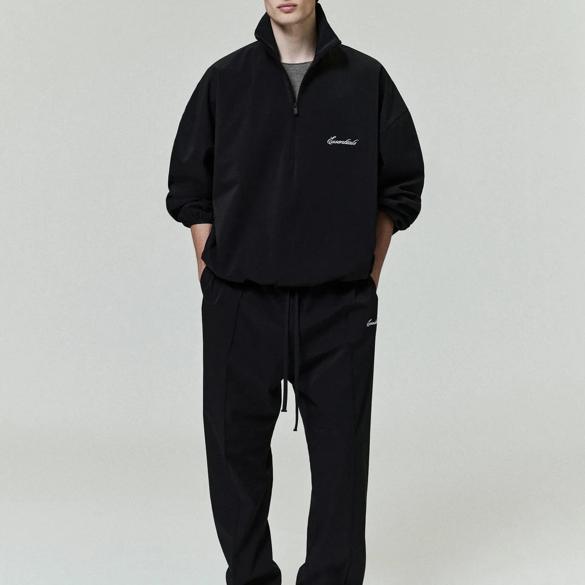 Fear of God Essentials Sporty Nylon Relaxed Trackpant Jet Black - Im Your Wardrobe