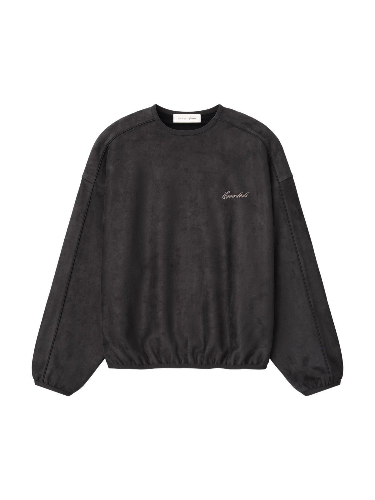 Fear of God Essentials Suede Fleece Signature Modern Crewneck Sweatshirt W/ Piping Ink Black - Im Your Wardrobe