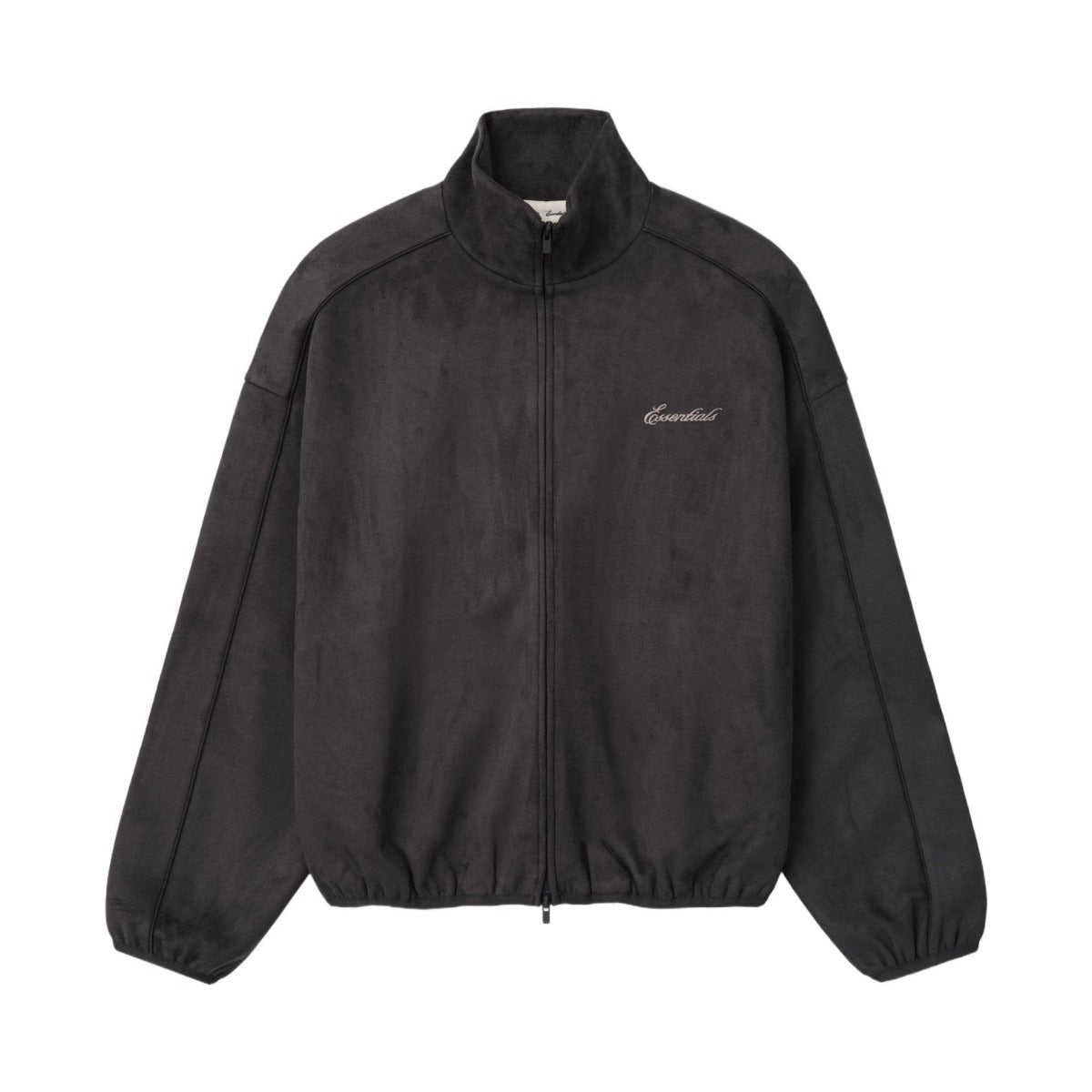 Fear of God Essentials Suede Fleece Signature Modern Track Jacket W/ Piping Ink Black - Im Your Wardrobe