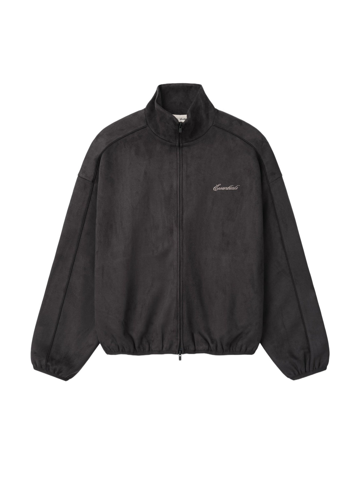 Fear of God Essentials Suede Fleece Signature Modern Track Jacket W/ Piping Ink Black - Im Your Wardrobe