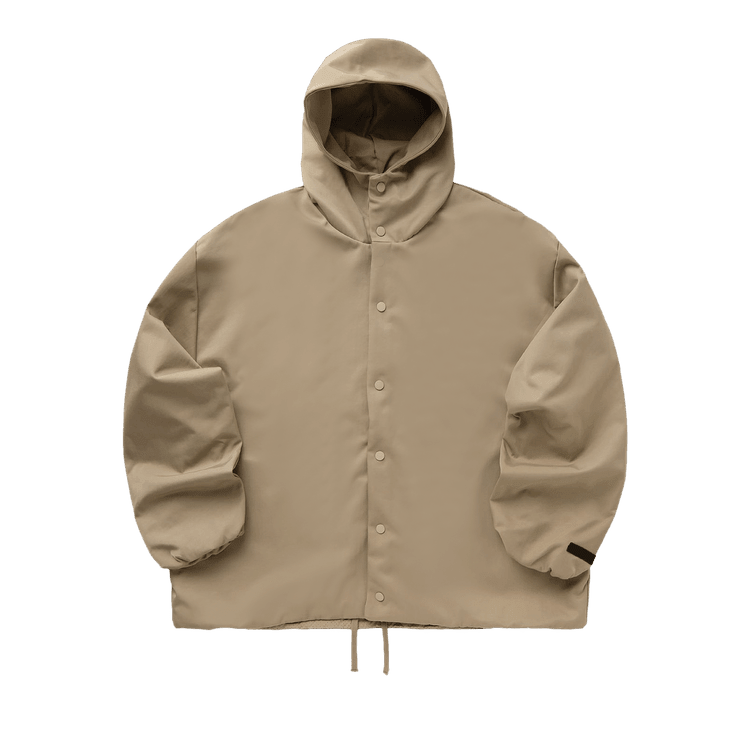 Fear of God Essentials Textured Nylon Hooded Coaches Jacket Beige (FW24) - Im Your Wardrobe