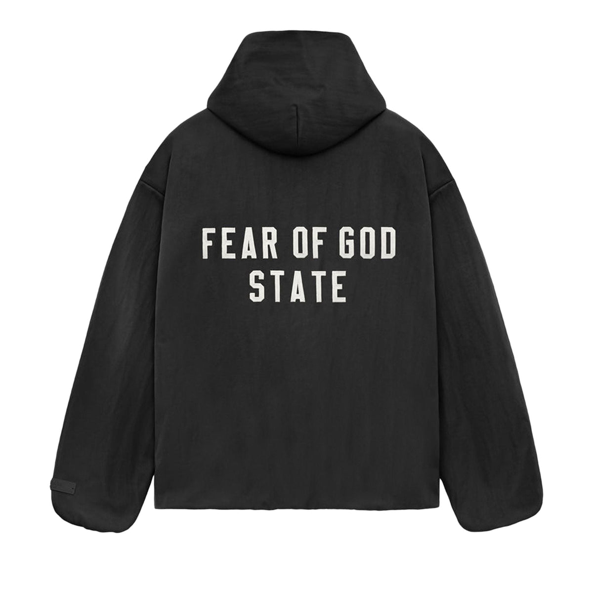 Fear of God Essentials Textured Nylon Hooded Coaches Jacket Black (FW24) - Im Your Wardrobe