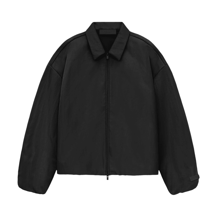 Fear of God Essentials Textured Nylon Trucker Jacket Black (FW24) - Im Your Wardrobe