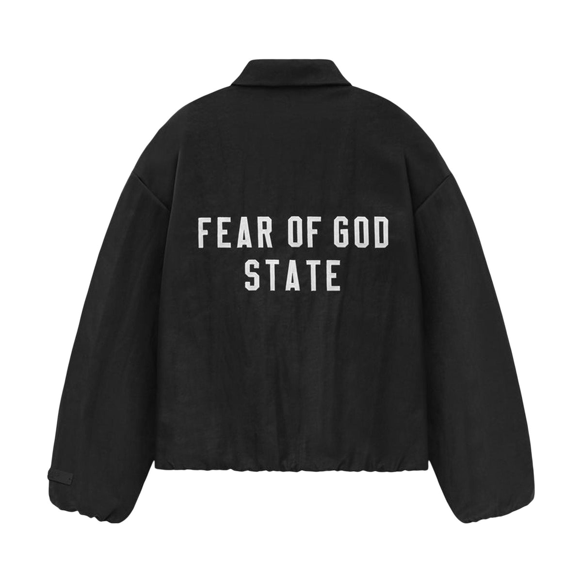 Fear of God Essentials Textured Nylon Trucker Jacket Black (FW24) - Im Your Wardrobe