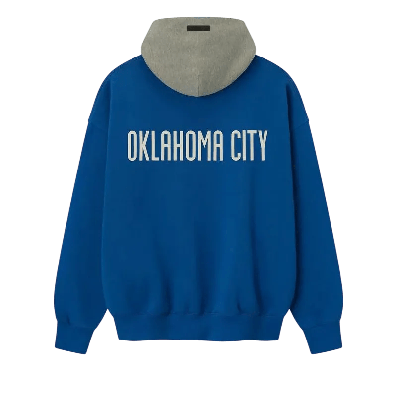 Fear of God Essentials Thunder Sport Hoodie Blue/Concrete Heather - Im Your Wardrobe