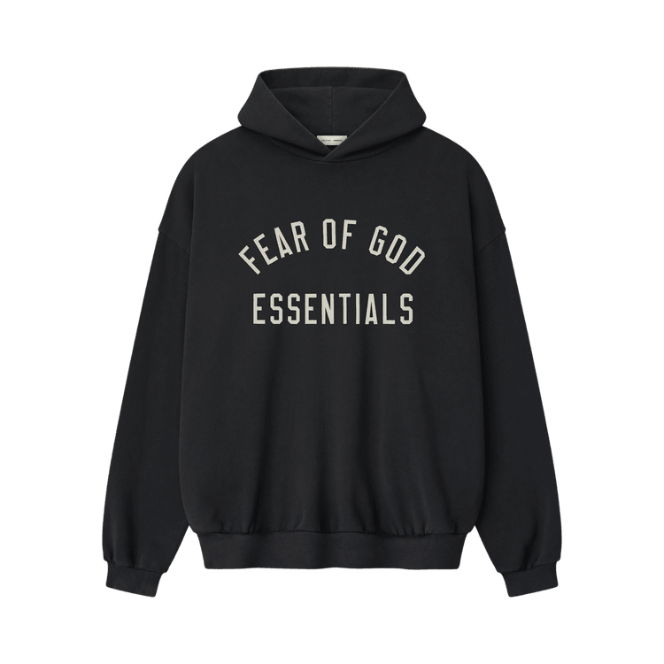 Fear of God Essentials Varsity 90s Fit Hoodie Vintage Black (FW25) - Im Your Wardrobe