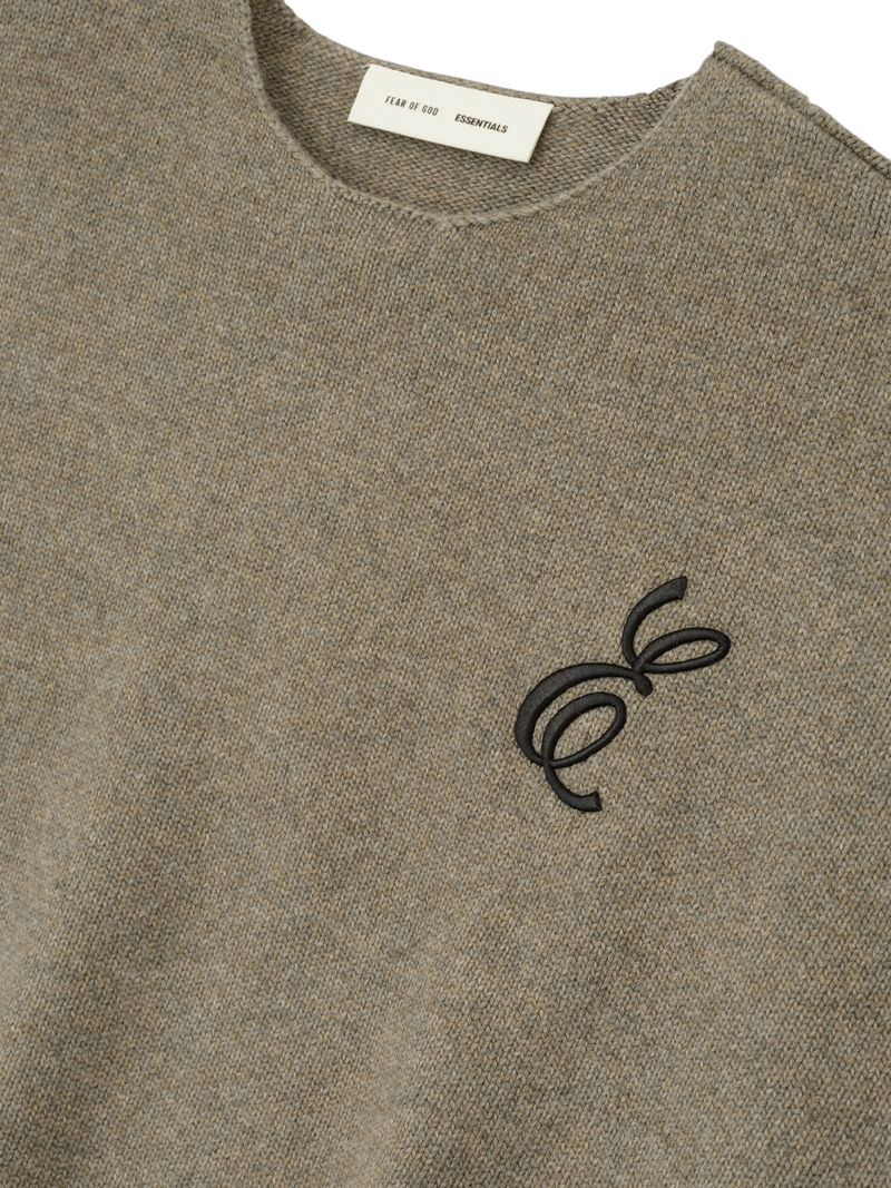Fear of God Essentials Waffle Crewneck Sweater Homestead Heather - Im Your Wardrobe