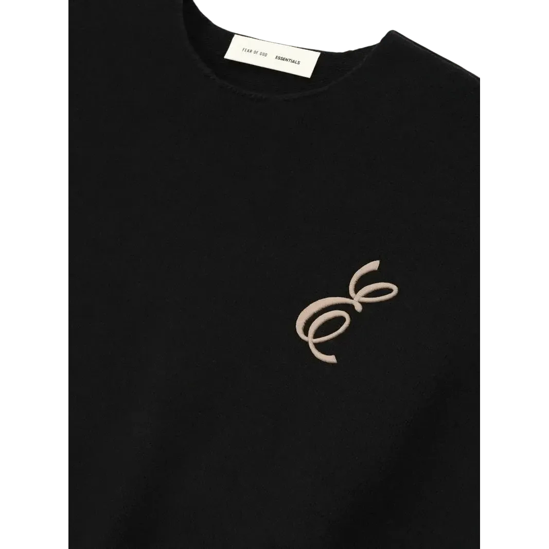 Fear of God Essentials Waffle Crewneck Sweater Vintage Black - Im Your Wardrobe