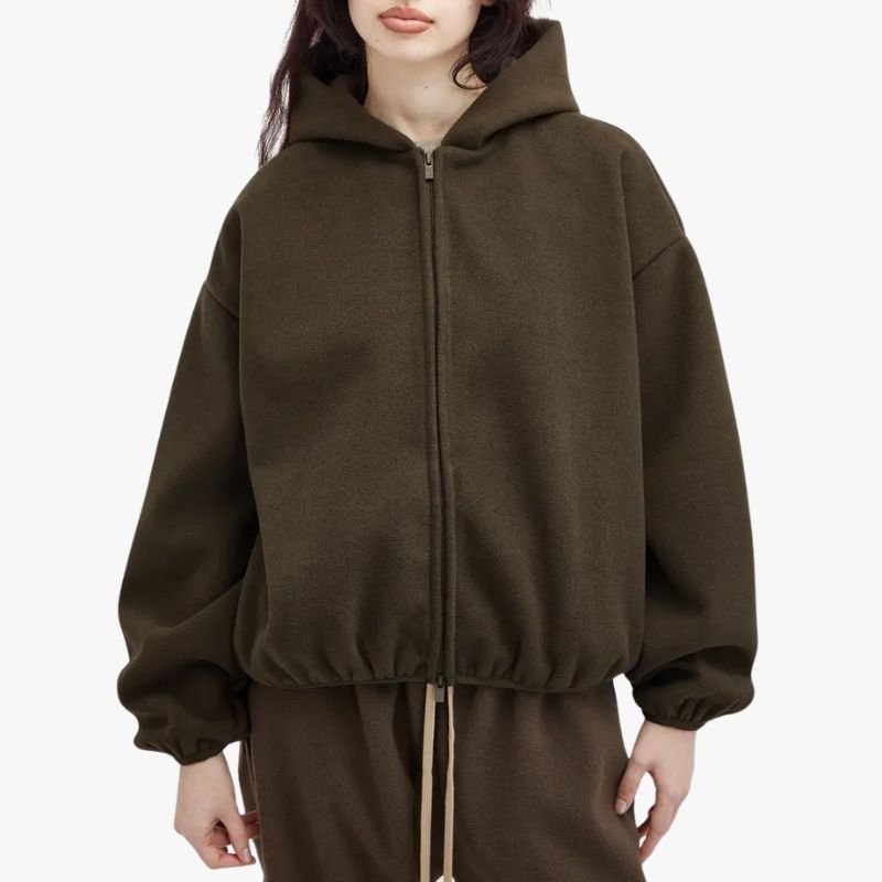 Fear of God Essentials Women's Brushed Hooded Bomber 'Brown' - Im Your Wardrobe
