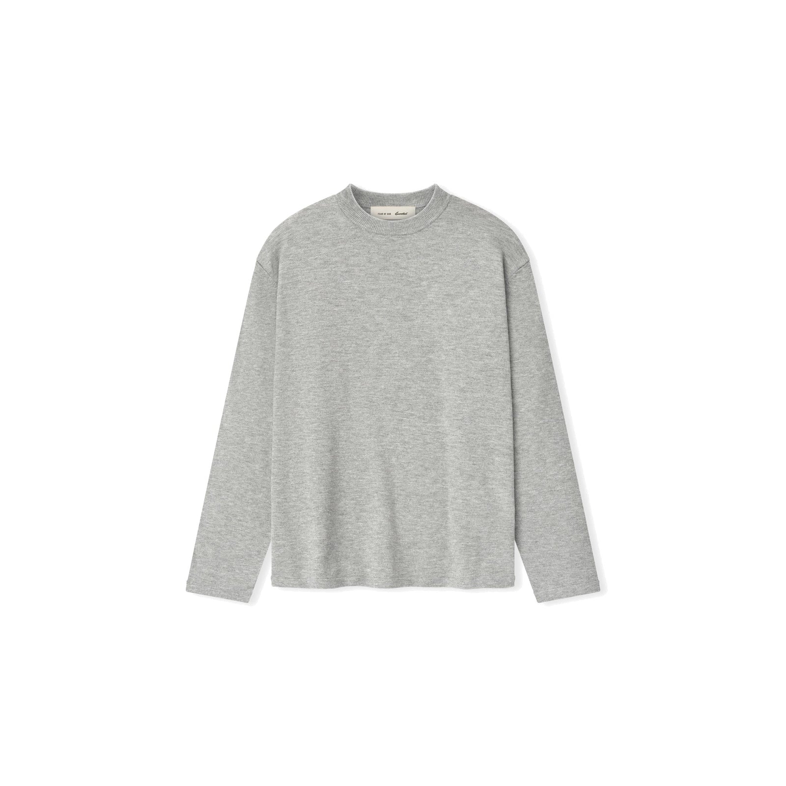 Fear of God Essentials Women's Classic Knit Long Sleeve Tee Concrete Heather - Im Your Wardrobe