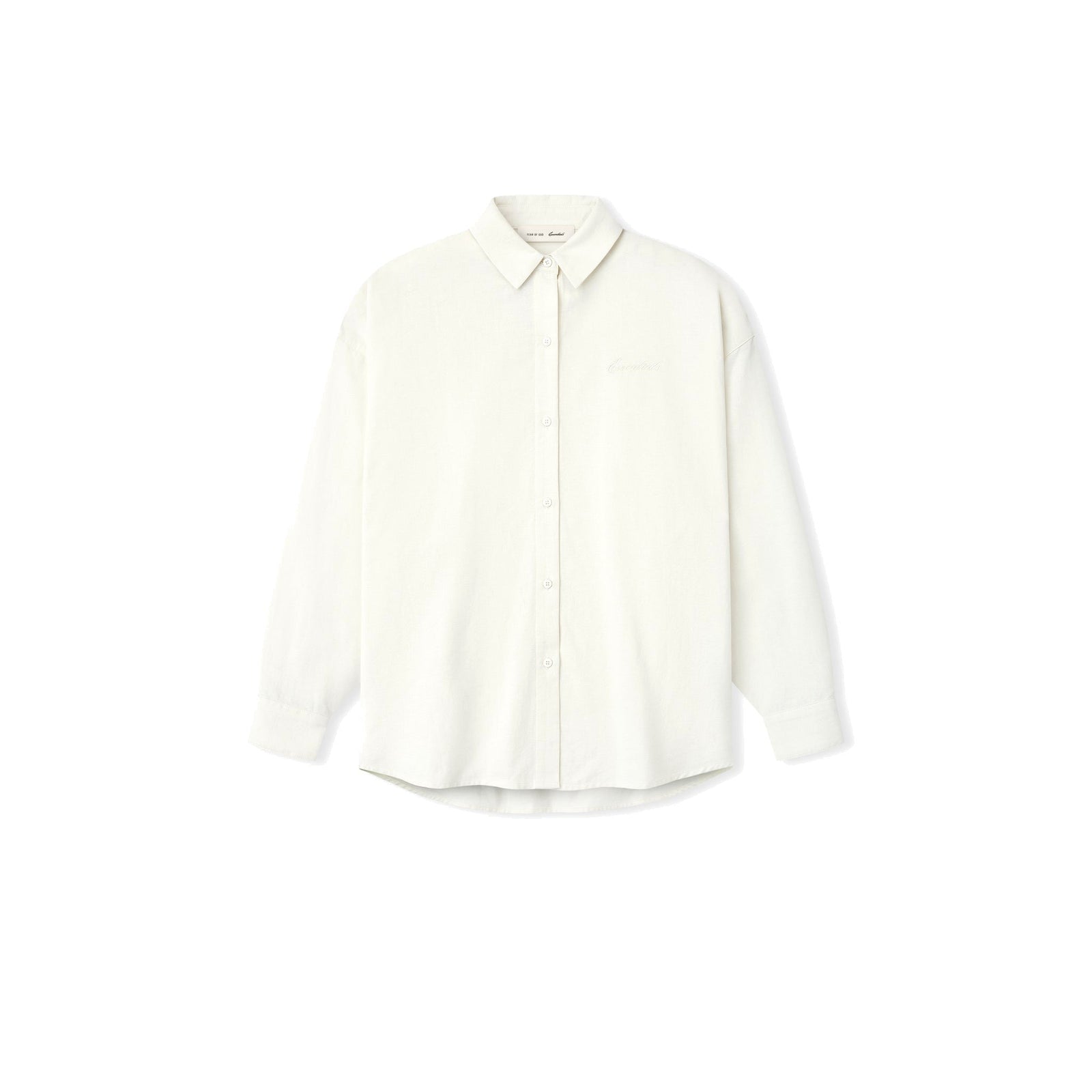 Fear of God Essentials Women's Cotton Oxford Signature Button Up Shirt Ivory - Im Your Wardrobe