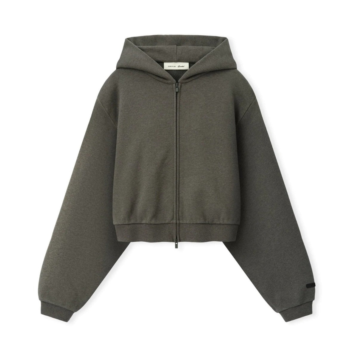 Fear of God Essentials Women's Embossed Cropped Zip-Up Hoodie Ash Heather - Im Your Wardrobe