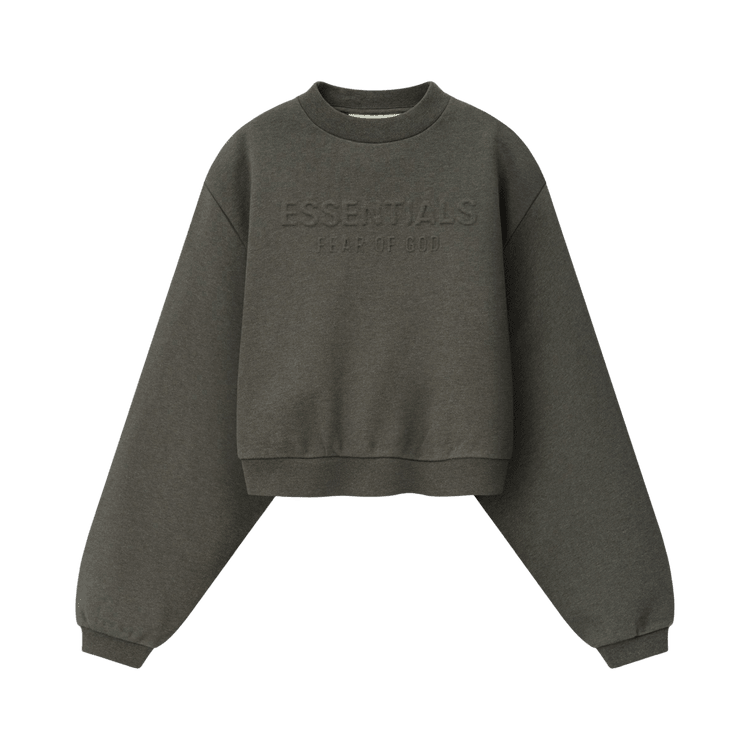 Fear of God Essentials Women's Embossed Modern Cropped Crewneck Ash Heather (FW26) - Im Your Wardrobe