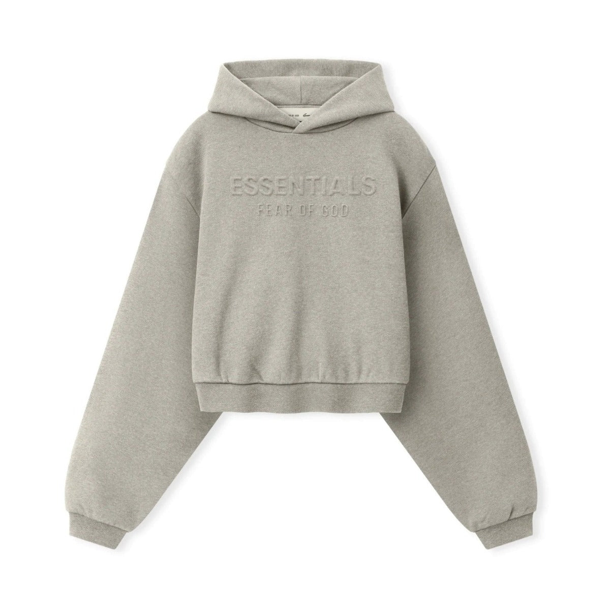 Fear of God Essentials Women's Embossed Modern Cropped Hoodie Warm Heather - Im Your Wardrobe