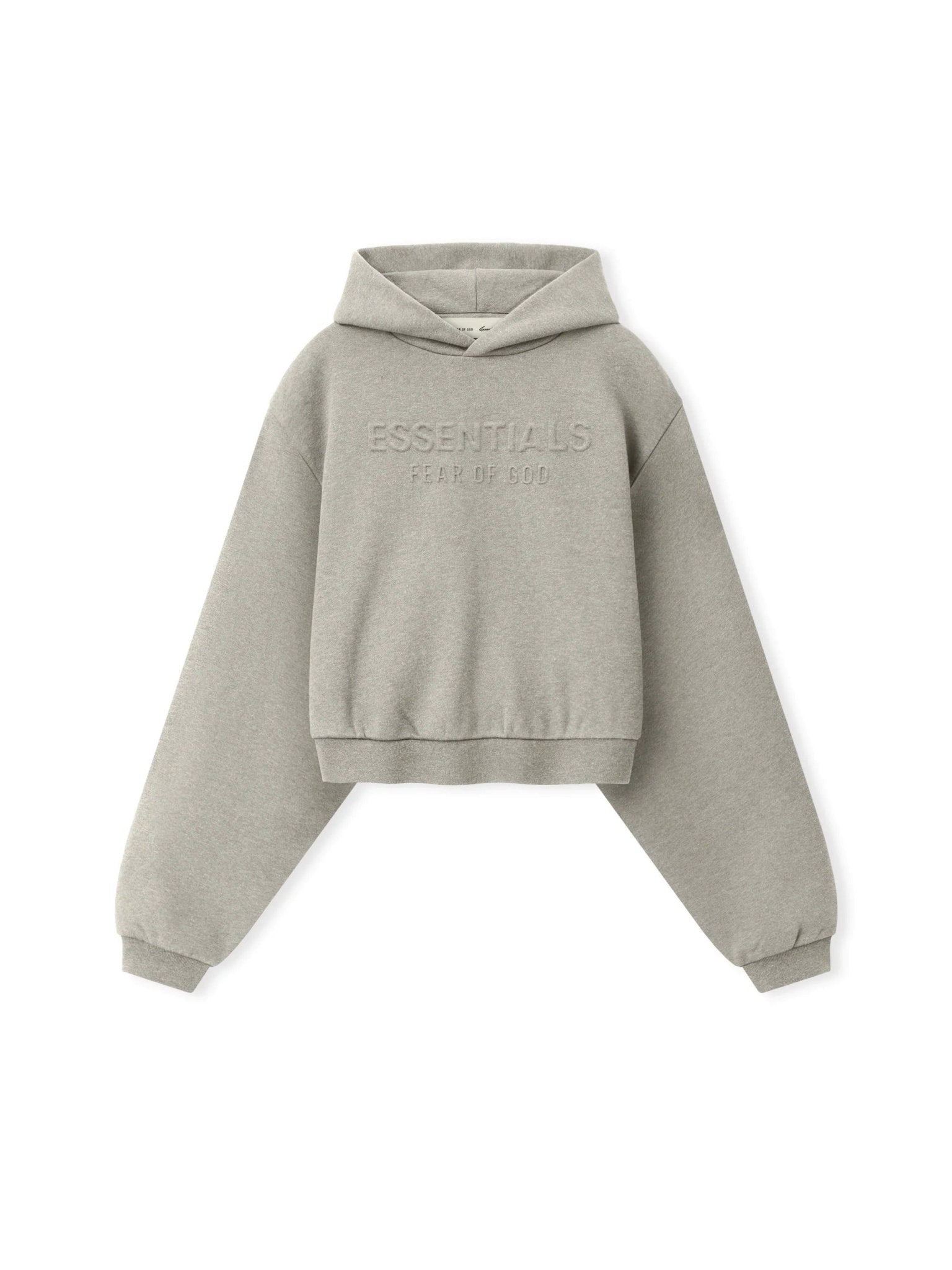 Fear of God Essentials Women's Embossed Modern Cropped Hoodie Warm Heather - Im Your Wardrobe