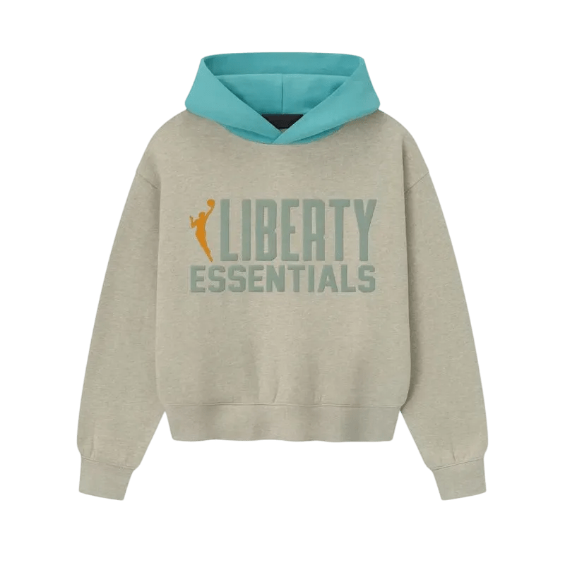 Fear of God Essentials Women's Liberty Classic Hoodie Heather Stone/ Aqua Sea - Im Your Wardrobe